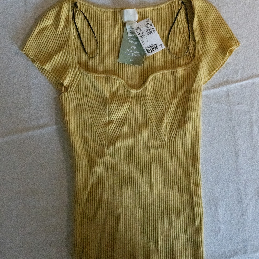 H&M Yellow Ribbed Top